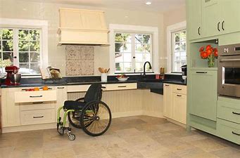 An accessible kitchen for a wheelchair user